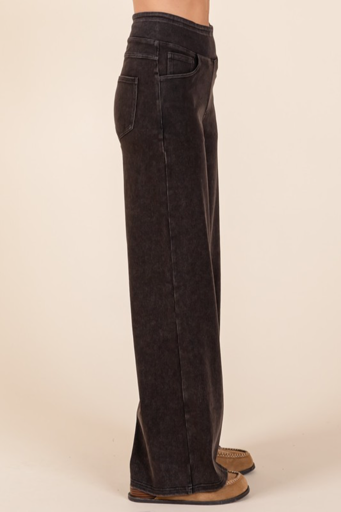 Washed Denim Sweat Pants
