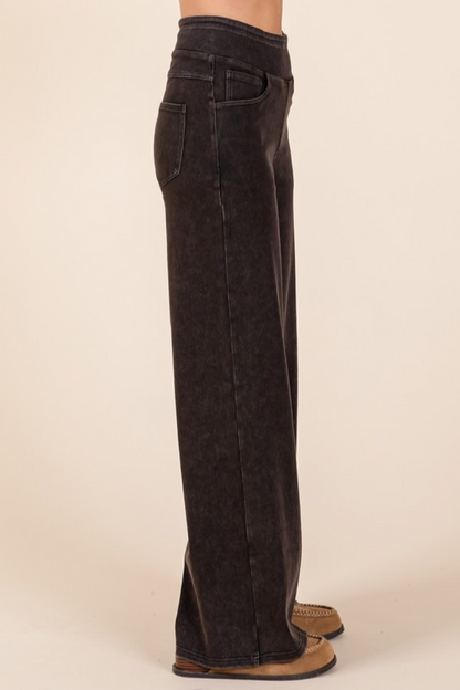 Washed Denim Sweat Pants