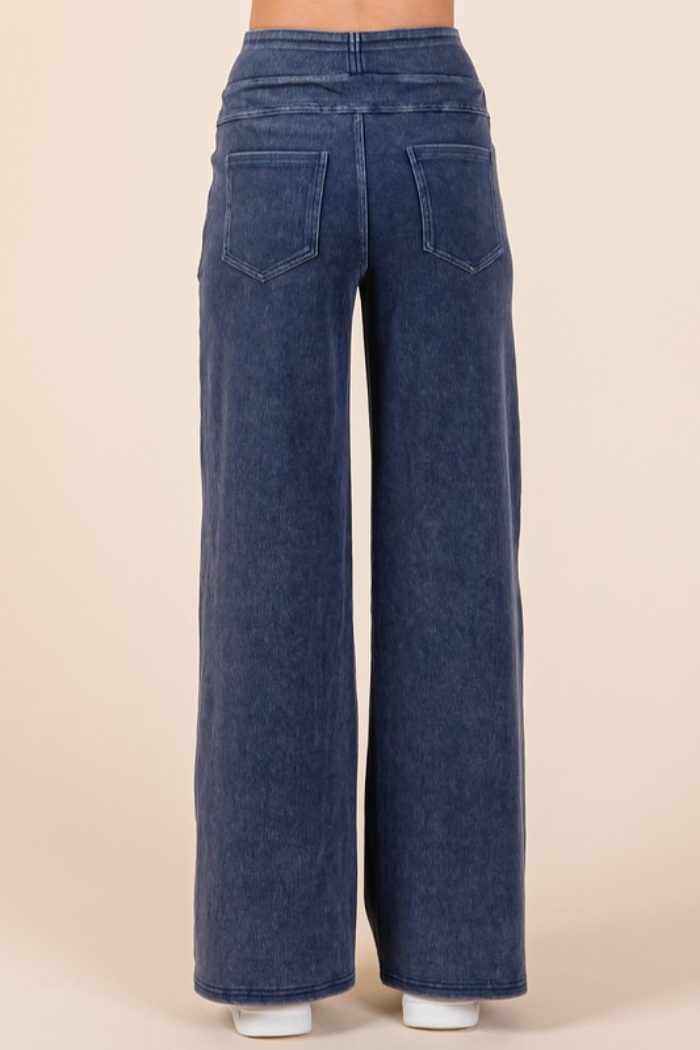 Washed Denim Sweat Pants