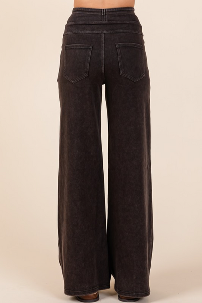 Washed Denim Sweat Pants