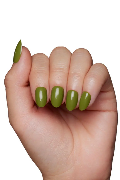 Moss Green Press-On Nails | Fall Solids | Short Oval