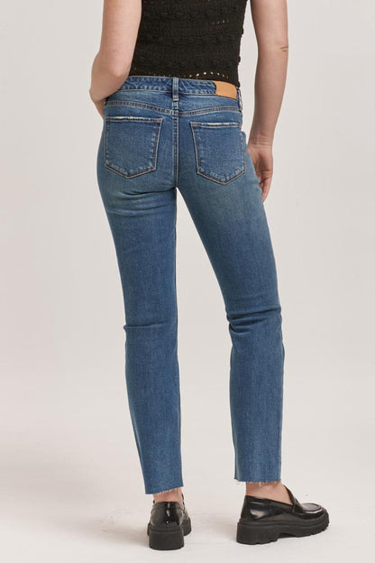 Mid-Low Rise Raw Cut Hem Jeans
