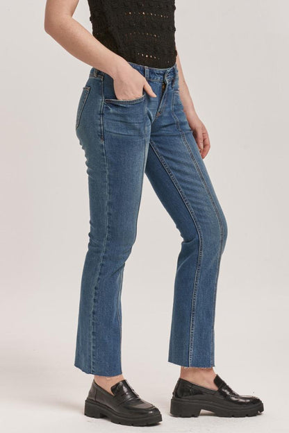Mid-Low Rise Raw Cut Hem Jeans