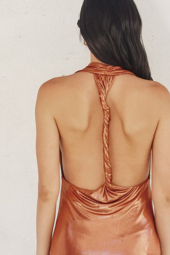 Cowl Neck Twist Back Dress