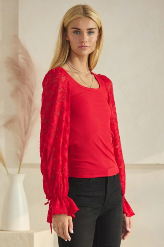 Contrast Sleeve Top
