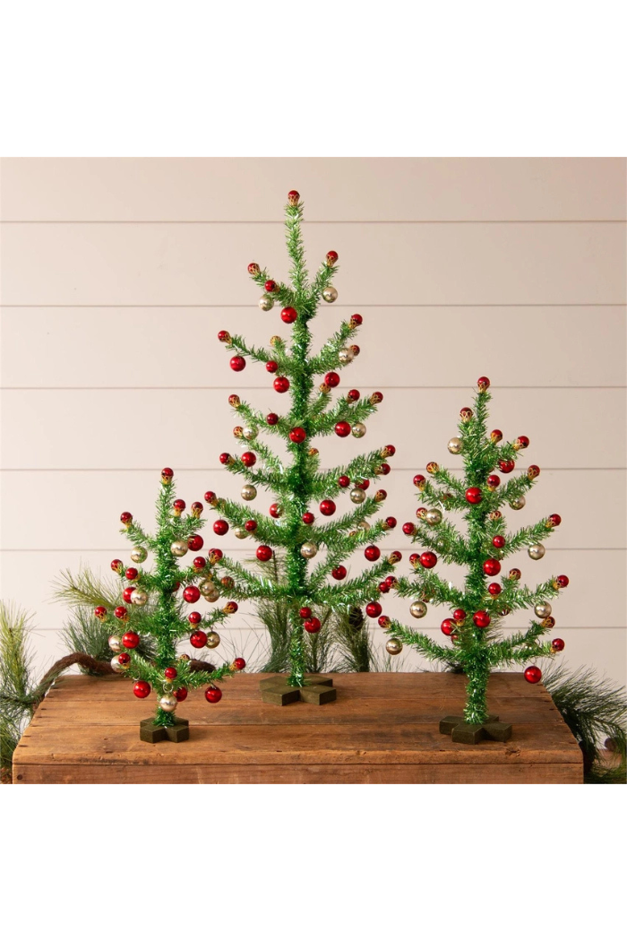 Vintage Christmas Trees with Ornaments "MEDIUM"