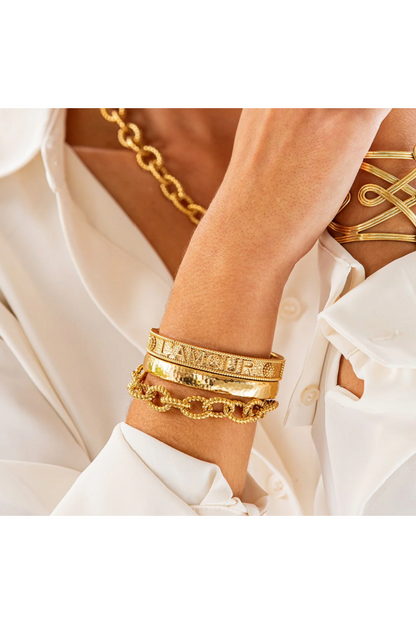 Cleopatra Oval Hinged Bangle - Gold