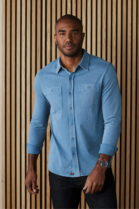 Lennox Jersey Button Up - Slate Blue