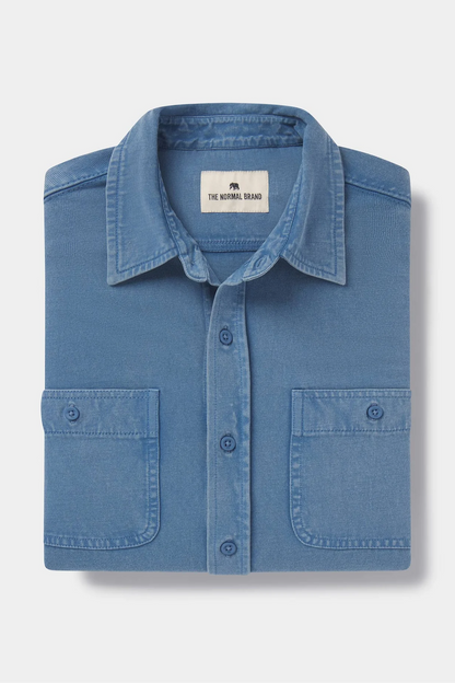 Lennox Jersey Button Up - Slate Blue