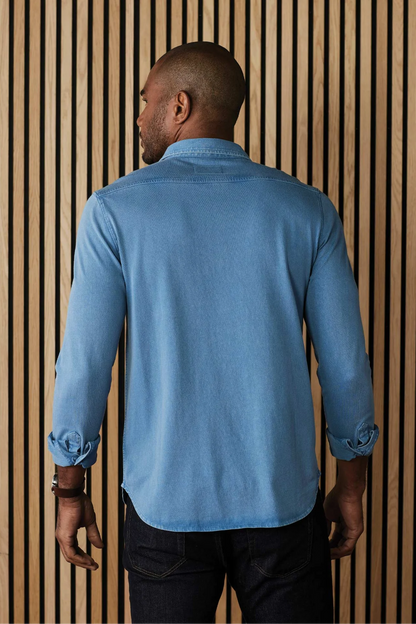 Lennox Jersey Button Up - Slate Blue