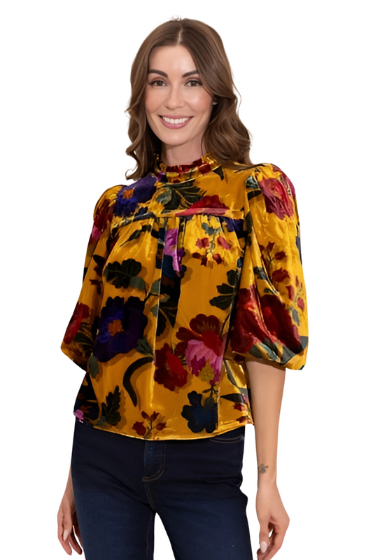 "Mel" Velvet 3/4 Slv Top