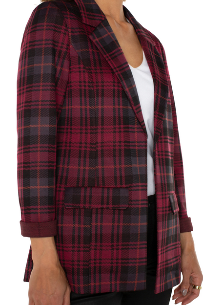 Boyfriend Blazer -  Blackberry tartan plaid