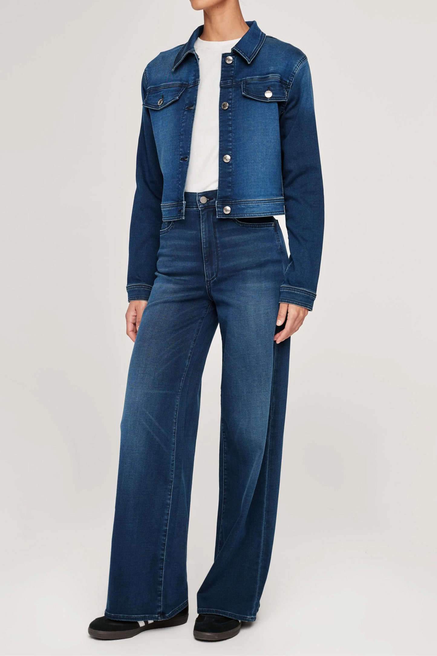 Hepburn Wide Leg High Rise 32" Jeans - Stream
