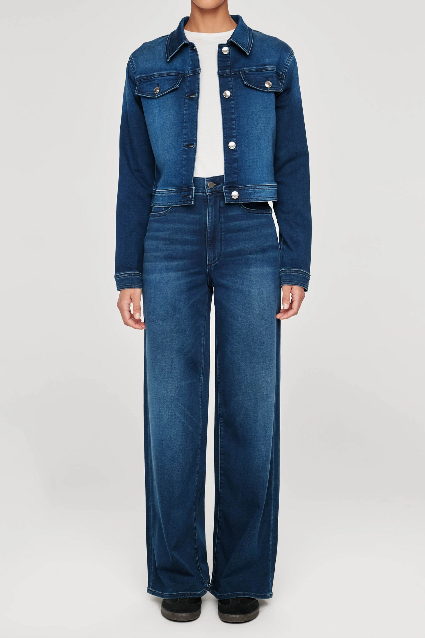 Hepburn Wide Leg High Rise 32" Jeans - Stream