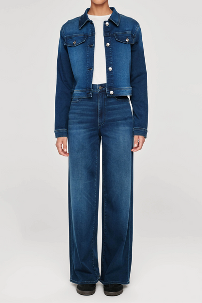 Hepburn Wide Leg High Rise 32" Jeans - Stream