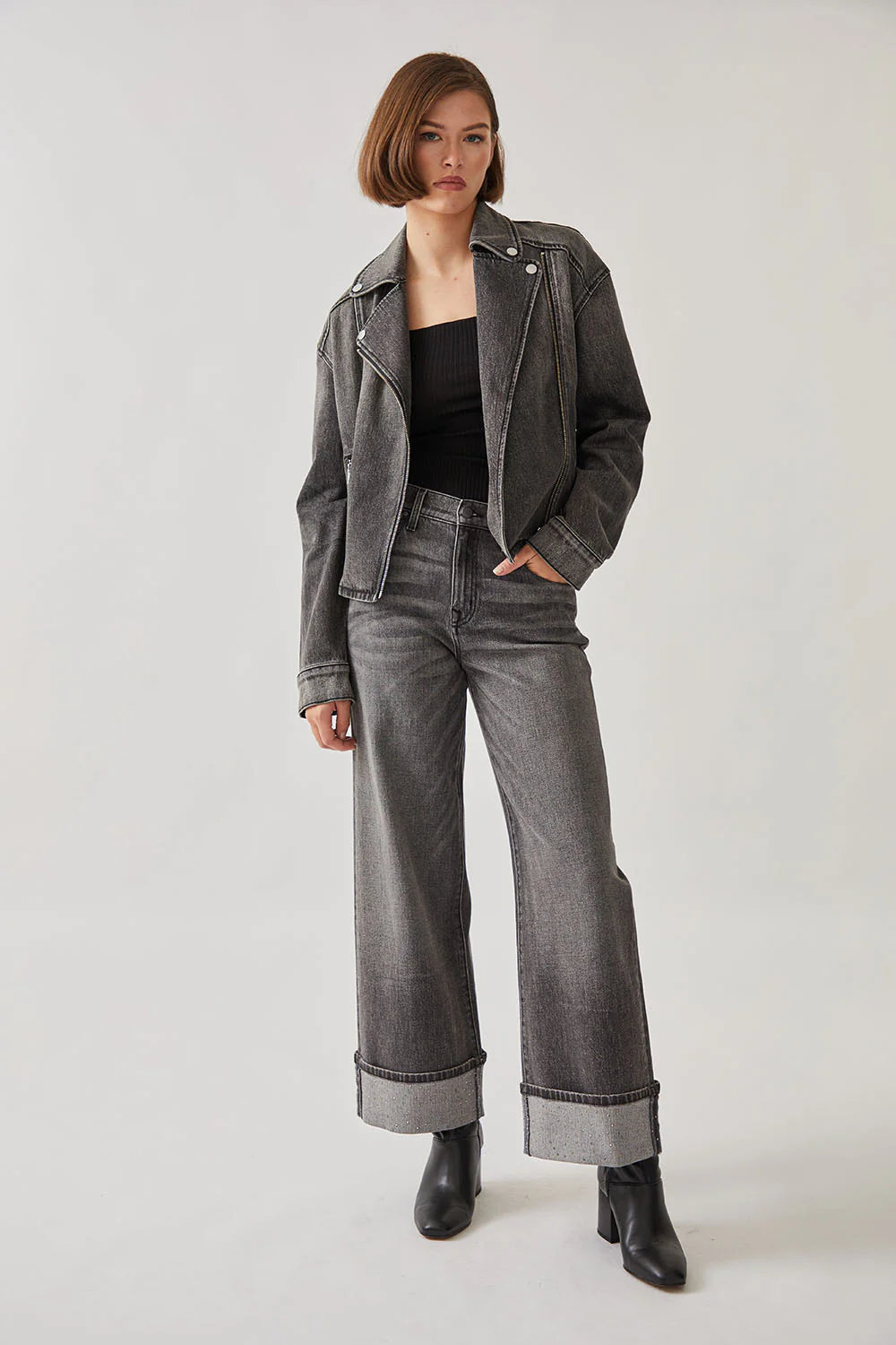 Tribecca Wide Cuff Jean - Black Diamond