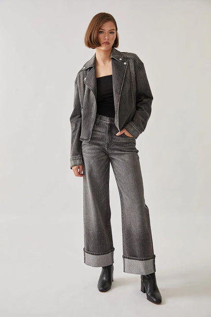 Tribecca Wide Cuff Jean - Black Diamond