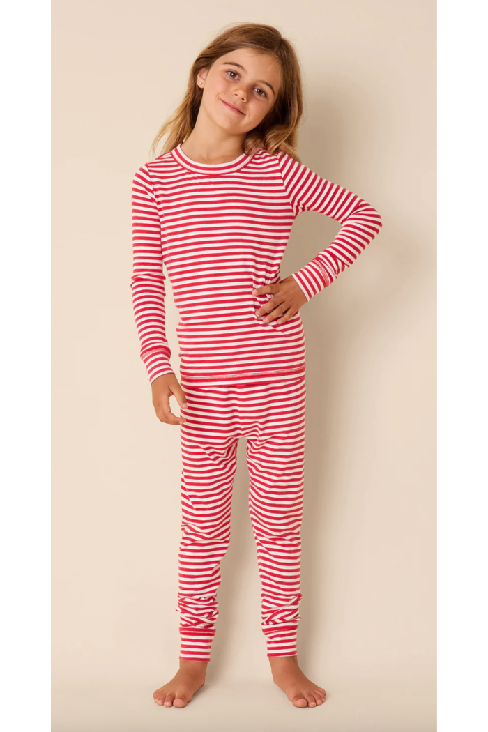 ESSENTIAL STRIPE PIMA KNIT KIDS PAJAMA SET