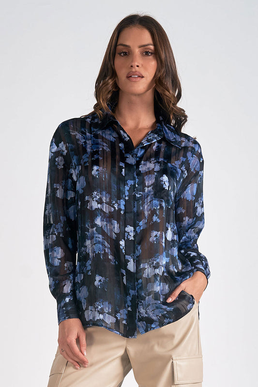 L/s Floral Sheer