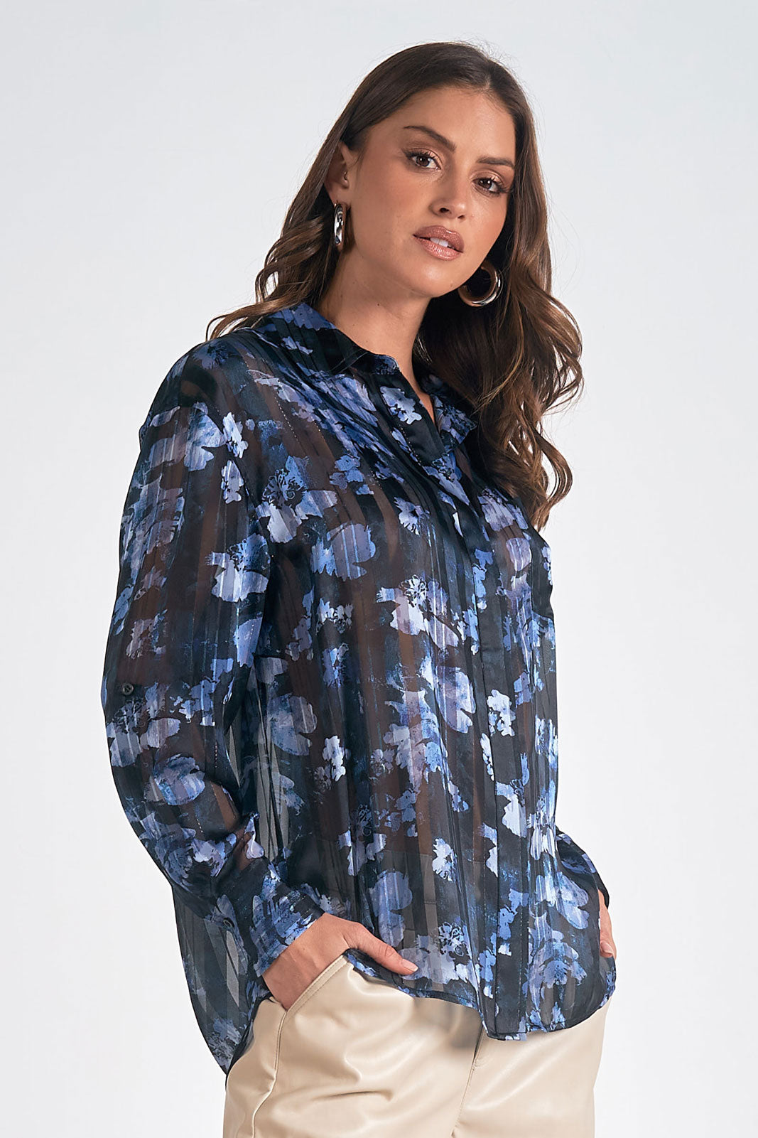 L/s Floral Sheer