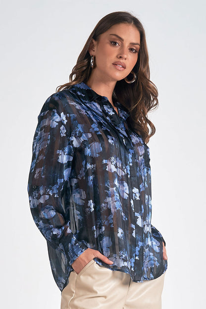 L/s Floral Sheer