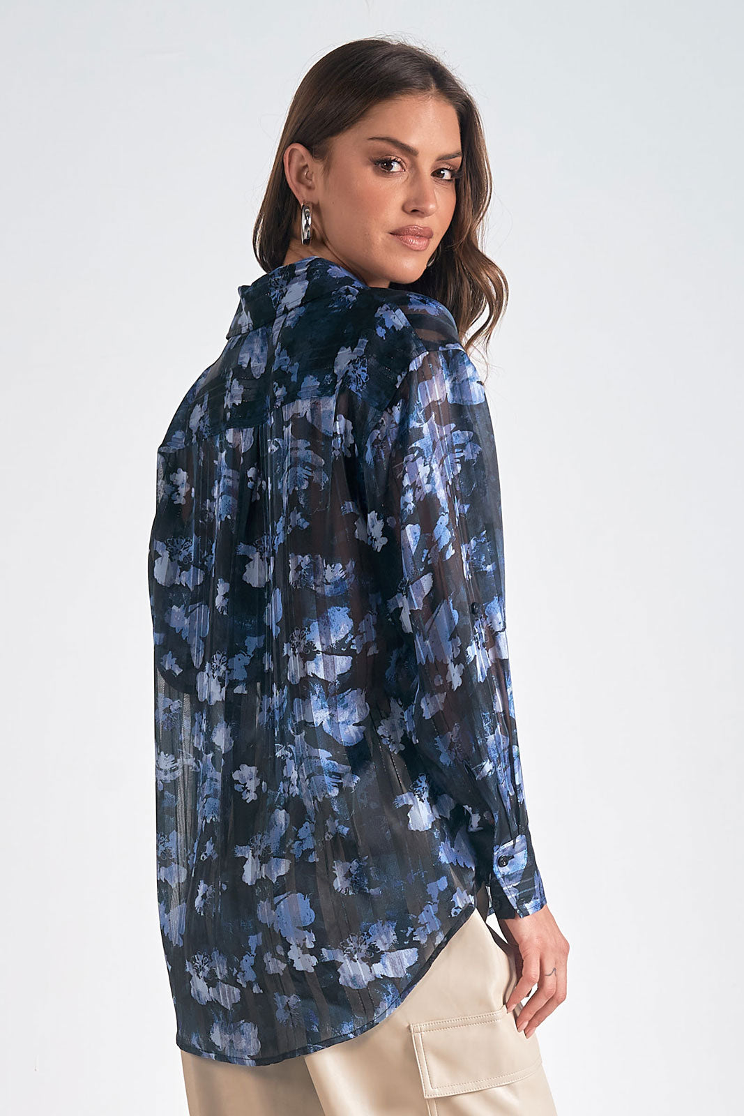 L/s Floral Sheer