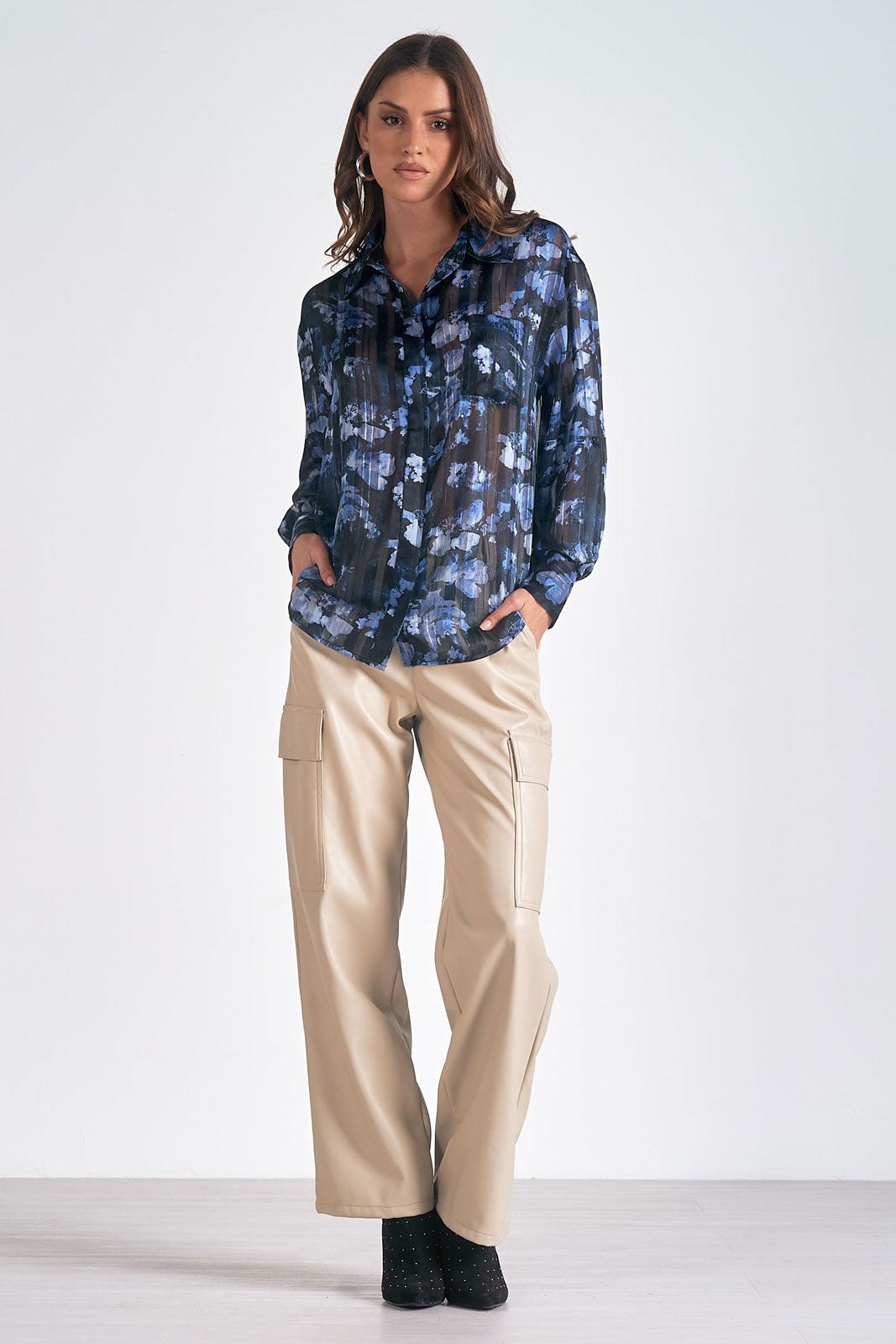 L/s Floral Sheer