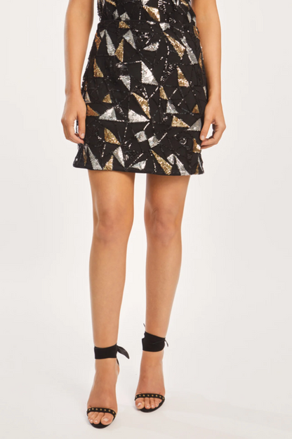 Lanita Precious Metal Geo Sequin Skirt