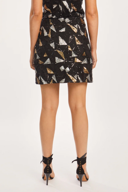 Lanita Precious Metal Geo Sequin Skirt