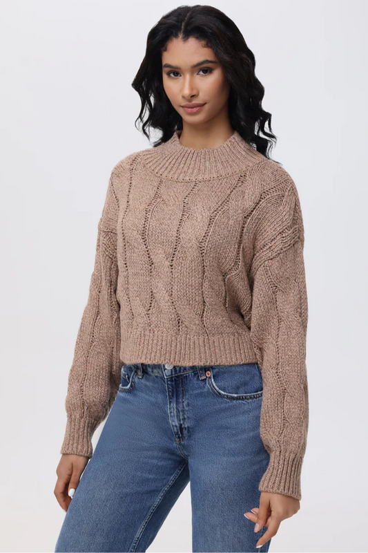 Lola - Metallic Cable Knit Crop Sweater