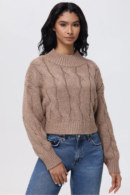 Lola - Metallic Cable Knit Crop Sweater