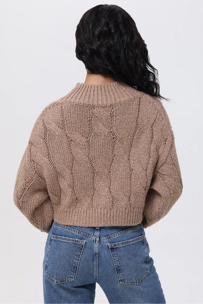 Lola - Metallic Cable Knit Crop Sweater