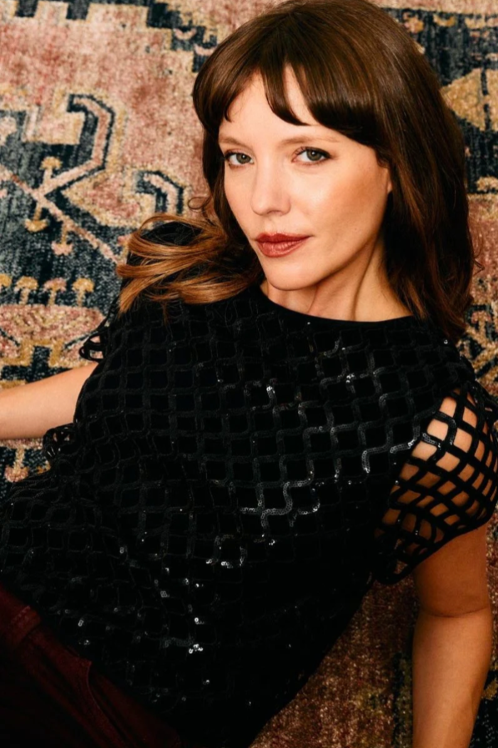 Carmen Black Openwork Sequin Top