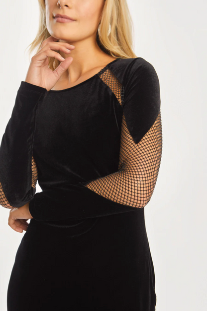 Jana Black Mesh Paneled Dress