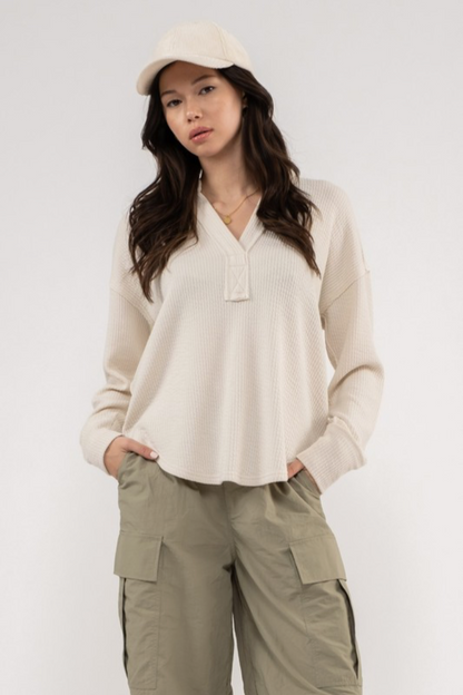 Split Neck L/S Sweater