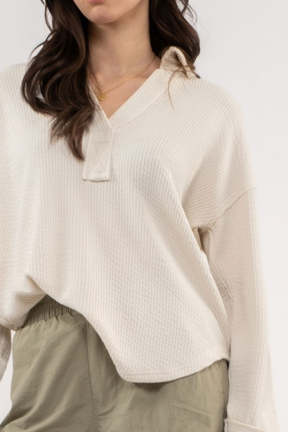 Split Neck L/S Sweater