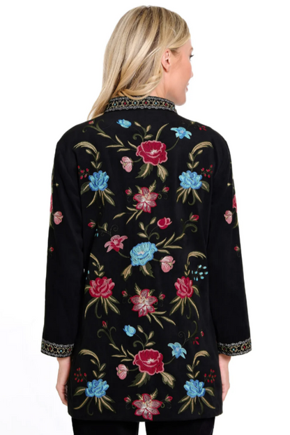 Faux Suede All Over Embroidered Jacket