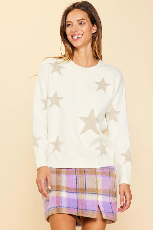 Lurex Star Pattern Sweater