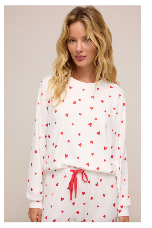 CLASSIC HEART PAJAMA SET(LS TOP/SHORTS)