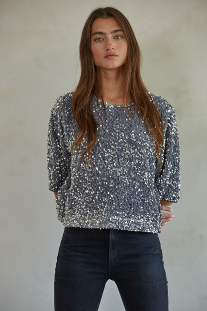 SS Velvet Sequin Top