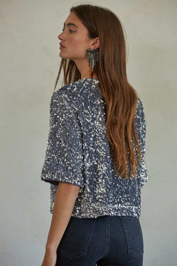 SS Velvet Sequin Top