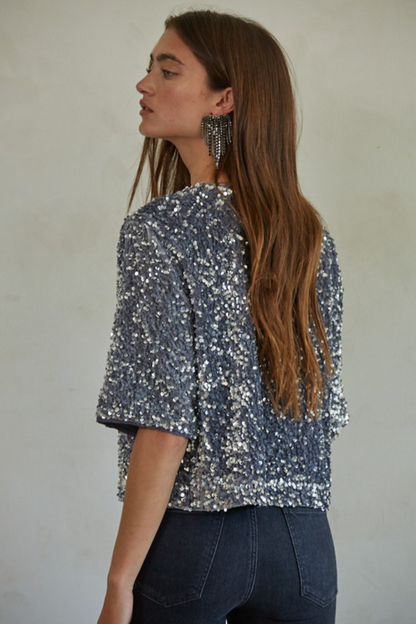 SS Velvet Sequin Top