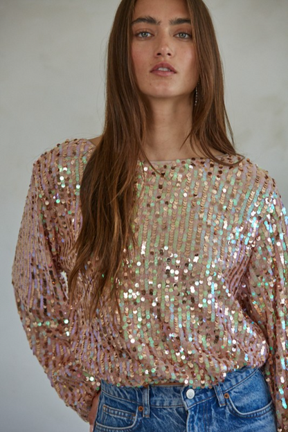 L/S Sequin Crop Top
