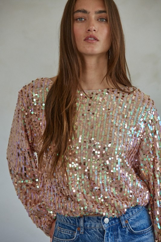 L/S Sequin Crop Top