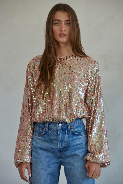 L/S Sequin Crop Top