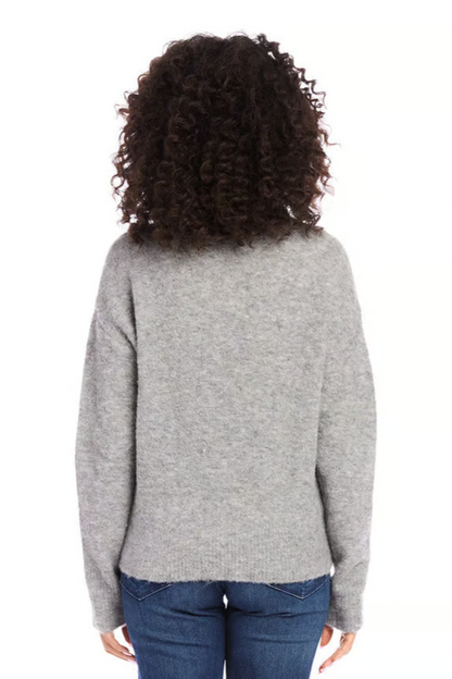 Mock Neck Boucle Sweater- Gray