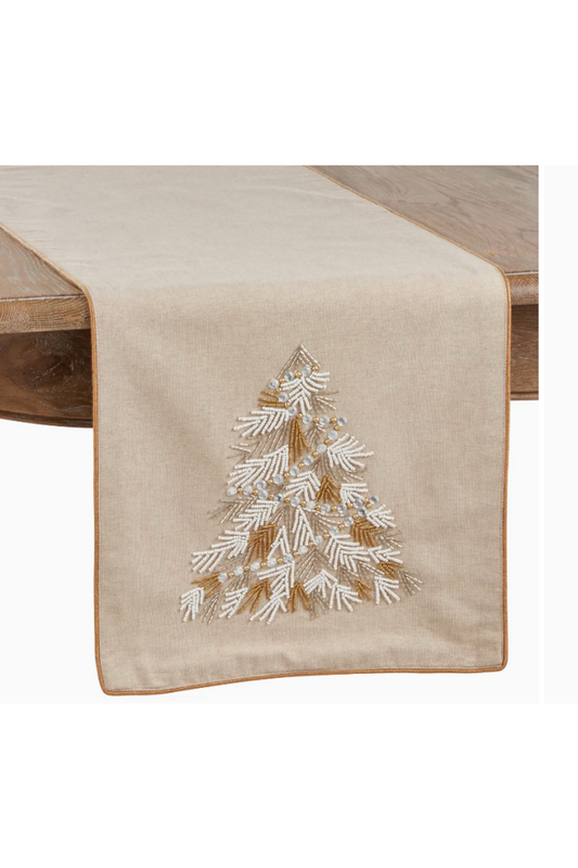 BEADED CHRISTMAS TREE RUNNER 16X72