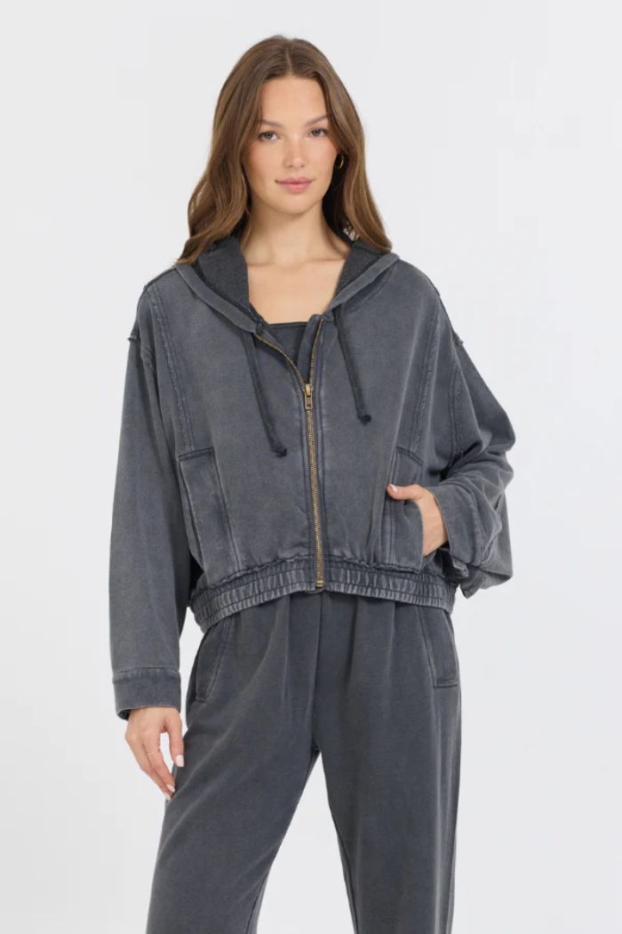 Garment Dyed Zip Up Hoodie