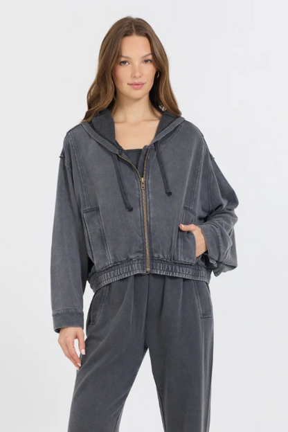 Garment Dyed Zip Up Hoodie