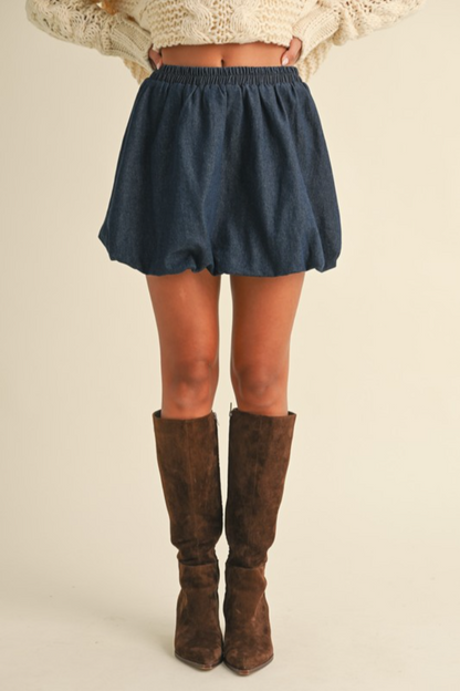 Balloon Denim Mini Skirt